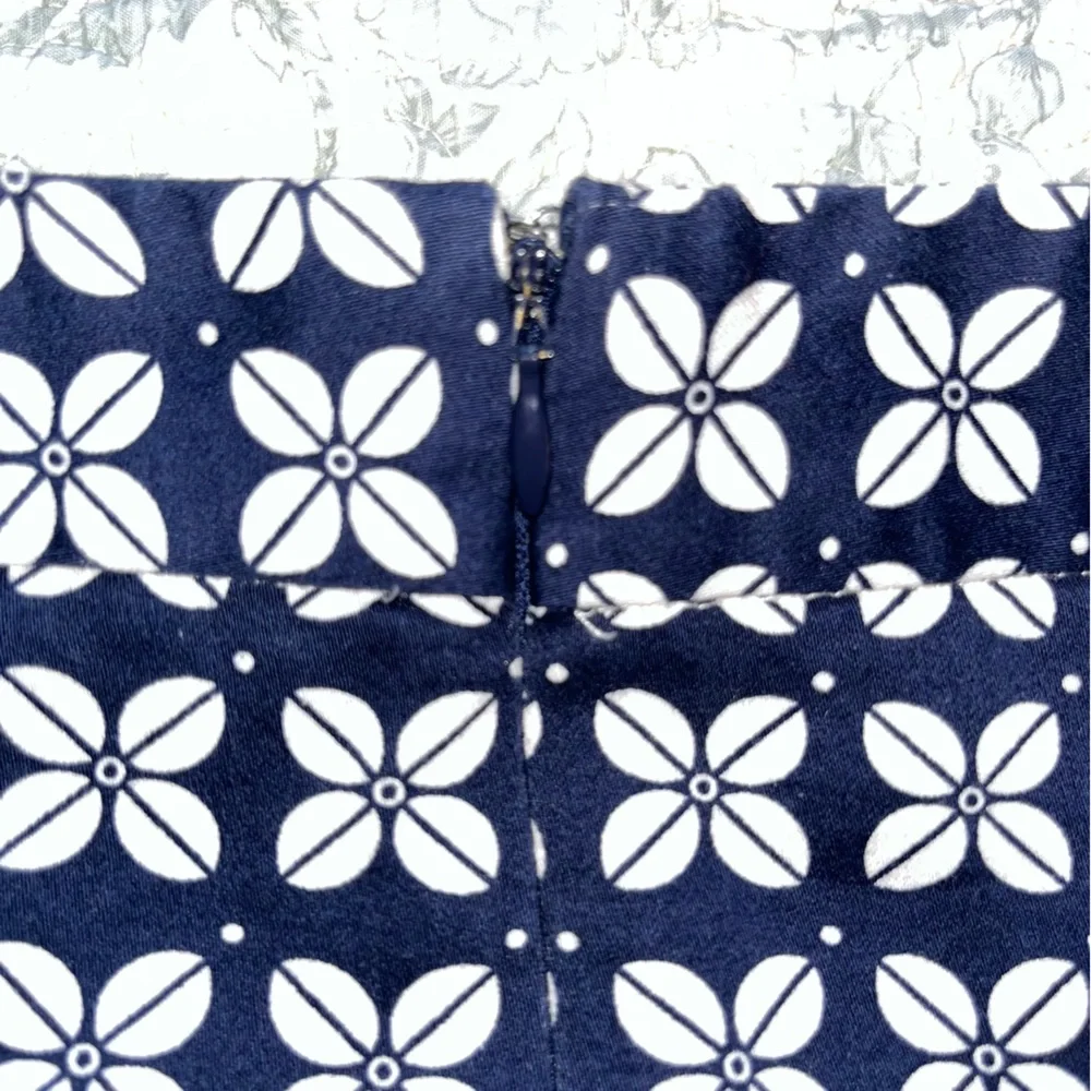 DownEast Blue and White A-Line Skirt Knee-Length (1-140) - Picture 8 of 13